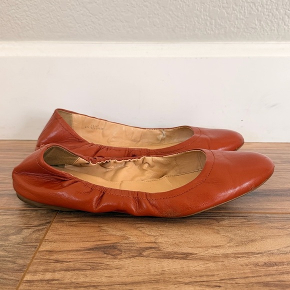J. Crew Italian Leather Cognac Brown Everyday Ballet Flats Size 7 - Picture 2 of 9